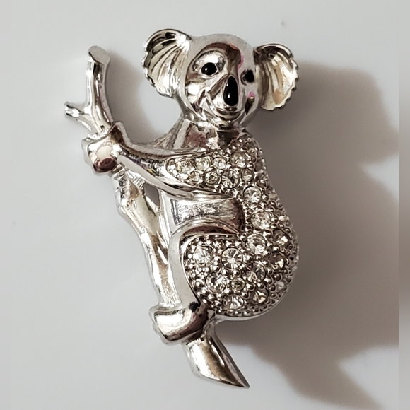 Vintage Swarovski koala bear silver brooch pin crystal estate - Picture 1 of 8